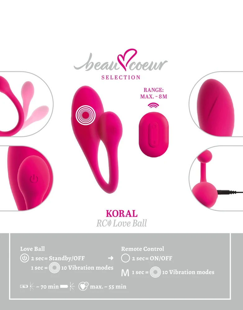 beau coeur KORAL RC Love Ball 20 cm vibrator