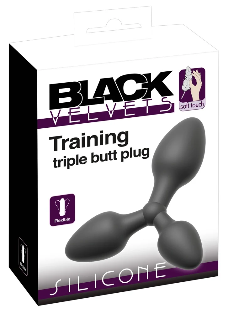 Black Velvets Training triple butt plug 13,8 cm anal toy