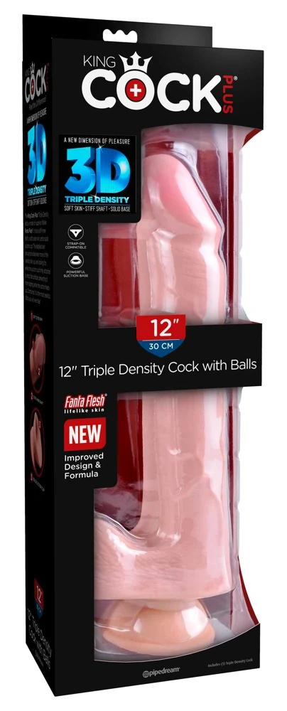 King Cock Plus 12“ Triple Density with Balls 33 cm dildo