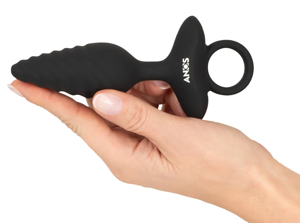 ANOS Flexible Butt Plug Twisted Design with Vibrations 14,8 cm anal toy
