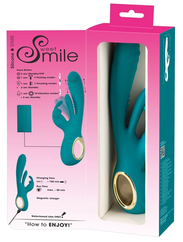 Sweet Smile Rabbit Vibrator with Thrust Function and G-Spot Stimulation 25 cm