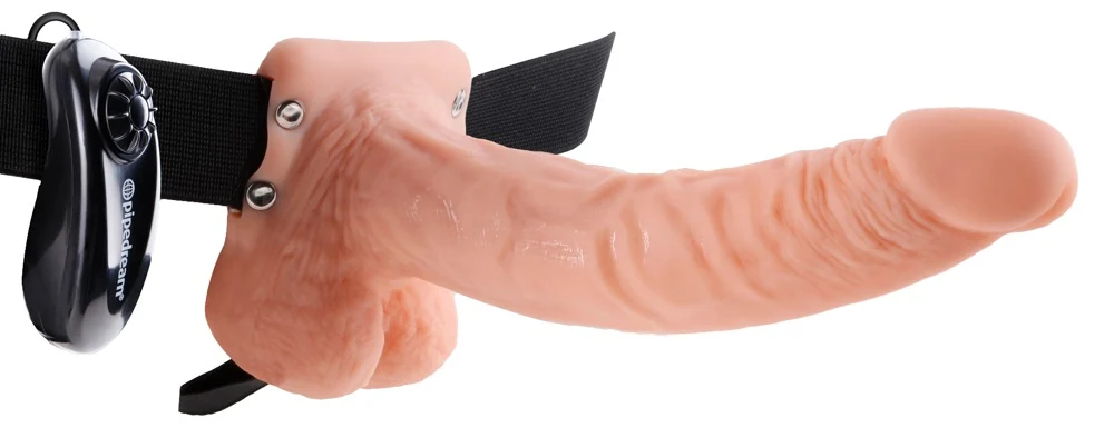 FF Series 9“ Vibrating Hollow Strap-on with Balls