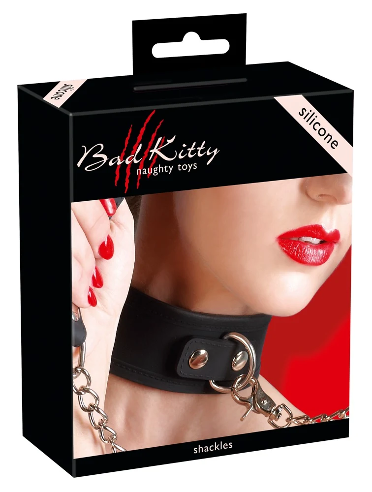 Bad Kitty Silikon-Halsband mit Leine handschellen und -fesseln