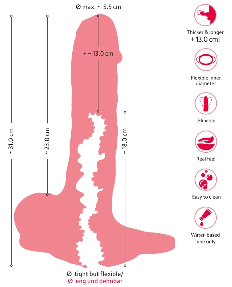 Nature Skin 3in1 Extension, Dildo Masturbator 31 cm