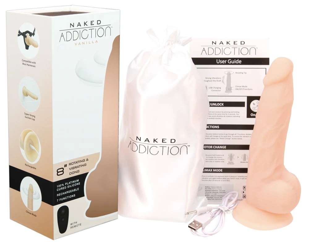 Naked Addiction 8“ Rotating Vibrating Dong 20,3 cm vibrator
