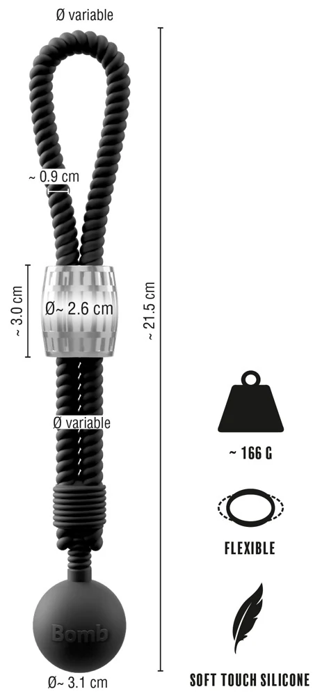 Rebel Heavy Rope Cock Strap with Ball penisring