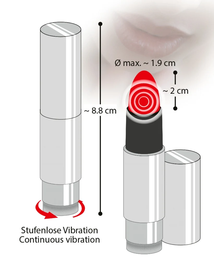 You2Toys Kiss me Lipstick Vibe 8,7 cm vibrator