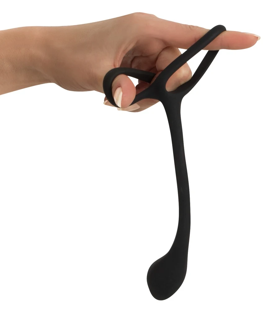 Black Velvets Cock ball ring with butt plug 16 cm anal toy