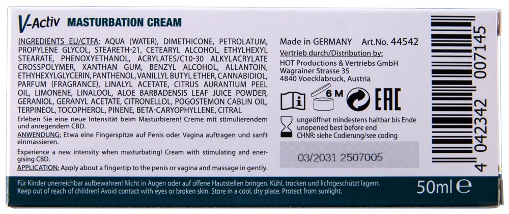 HOT V-Activ Unisex Masturbation Cream stimulierende gele sprays