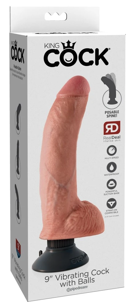 King Cock 9“ Vibrating with Balls 23 cm vibrator