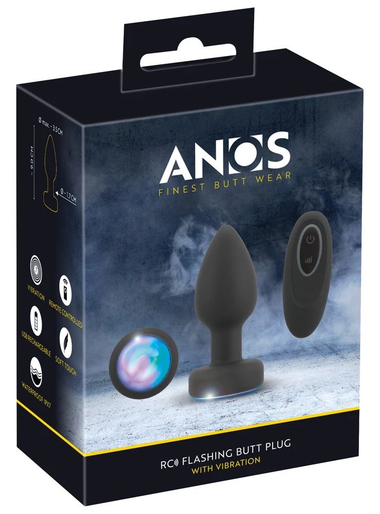 ANOS RC Flashing Butt Plug with Vibration 9 cm anal toy