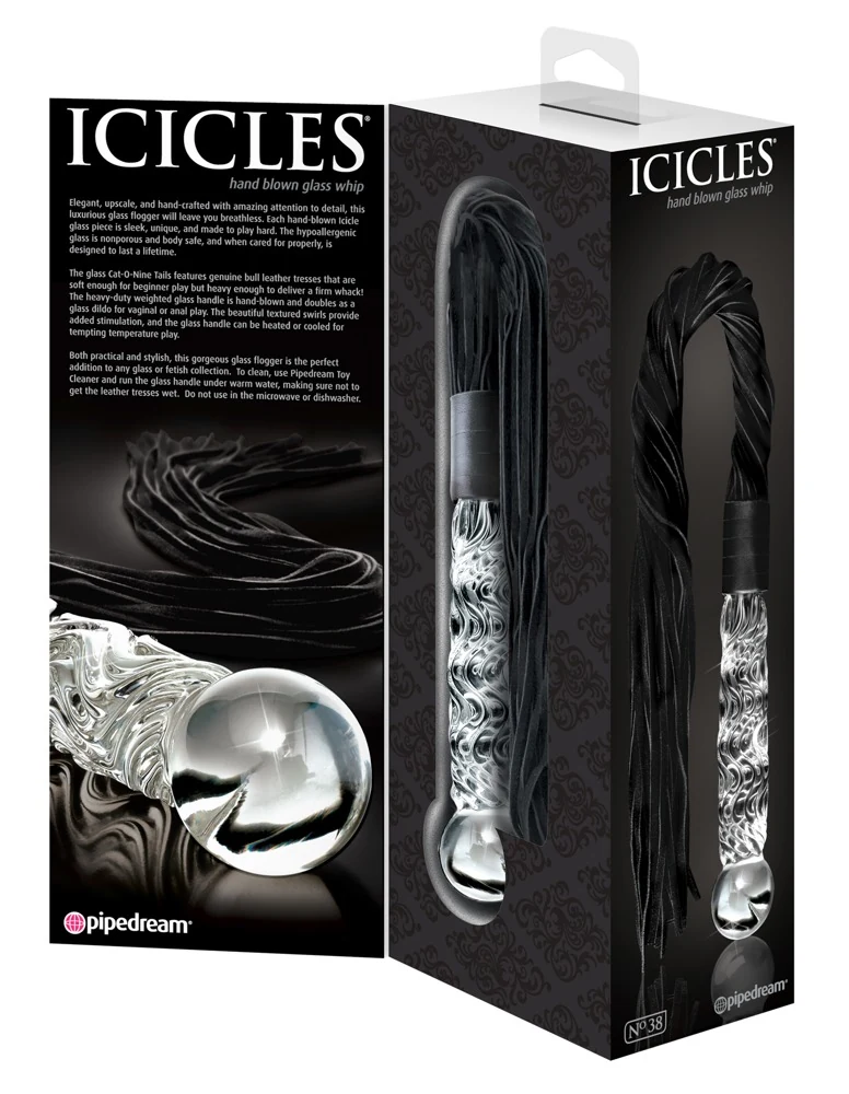 Icicles Hand Blown Glass Whip 63 cm dildo