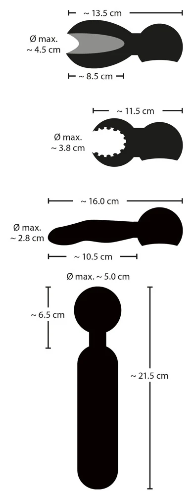 Couples Choice Wand vibrator with 3 Attachments 21,5 cm