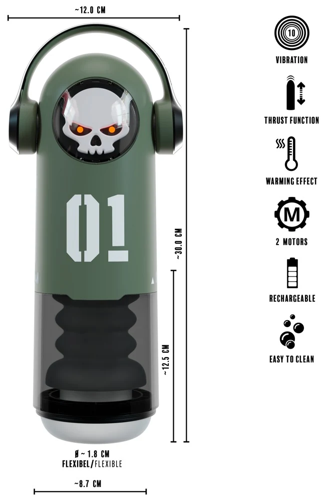 Rebel SKULL Masturbator with 3 Functions