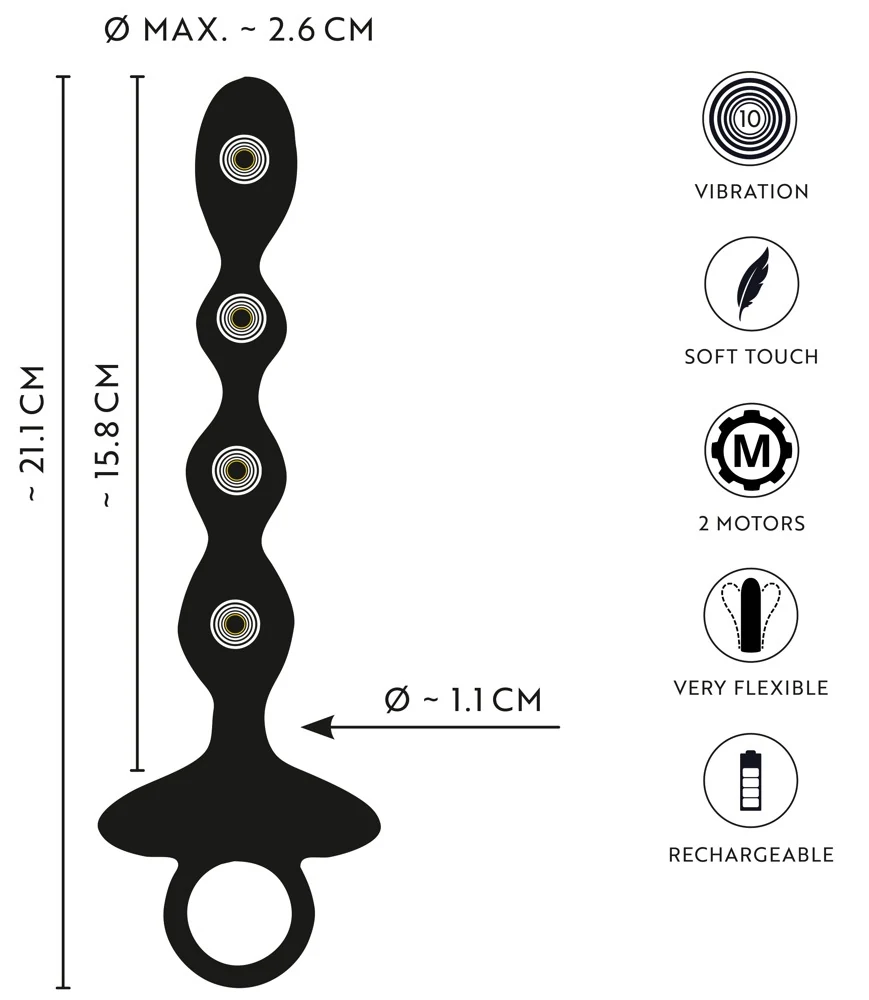 ANOS Flexible Anal Beads with Jumping Vibrations 21,1 cm toy
