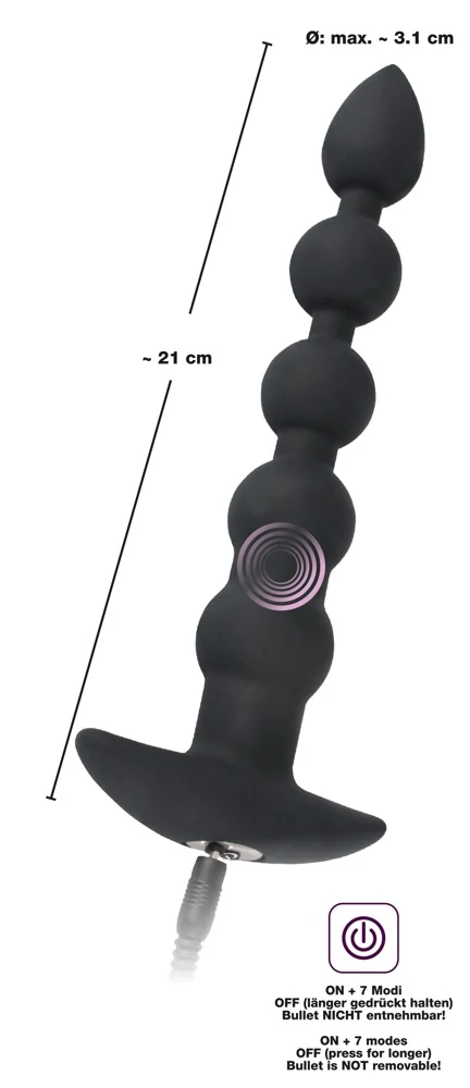 Black Velvets Rechargeable beads 21 cm anal toy