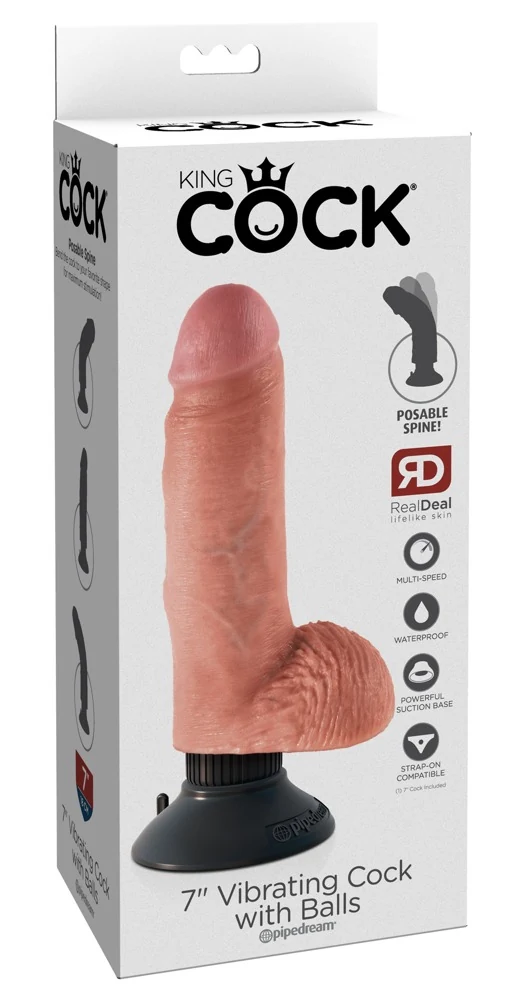 King Cock 7“ Vibrating with Balls 21 cm vibrator