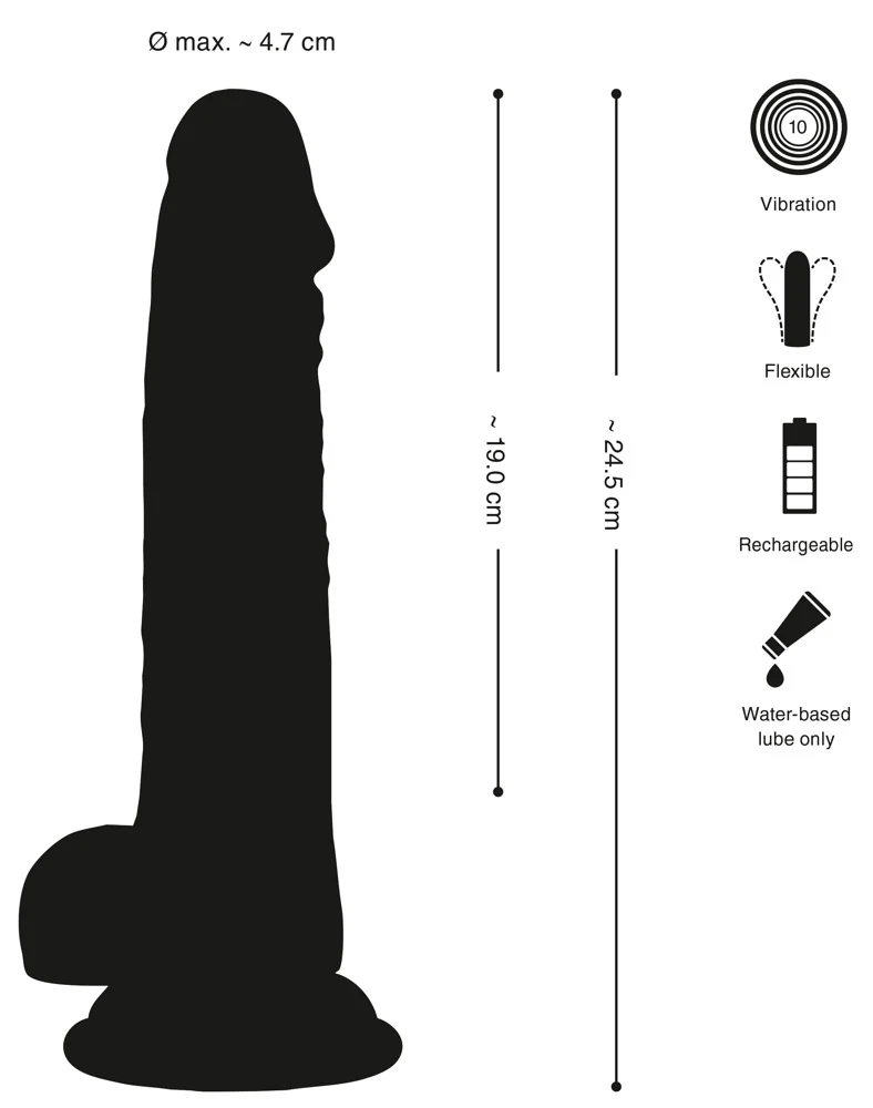 Crystal Vibrator mit Saugfuß 24,5 cm