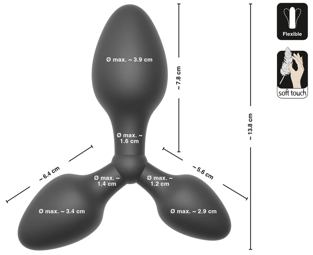 Black Velvets Training triple butt plug 13,8 cm anal toy