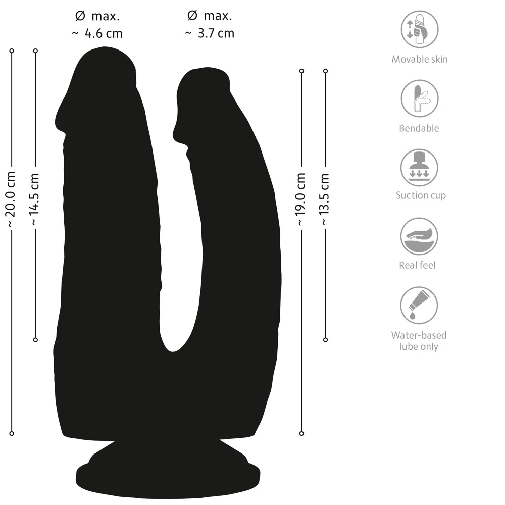 Nature Skin Bendable Double Penetrator 20 cm dildo