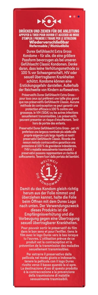Durex Gefühlsecht Extra groß XXL kondome