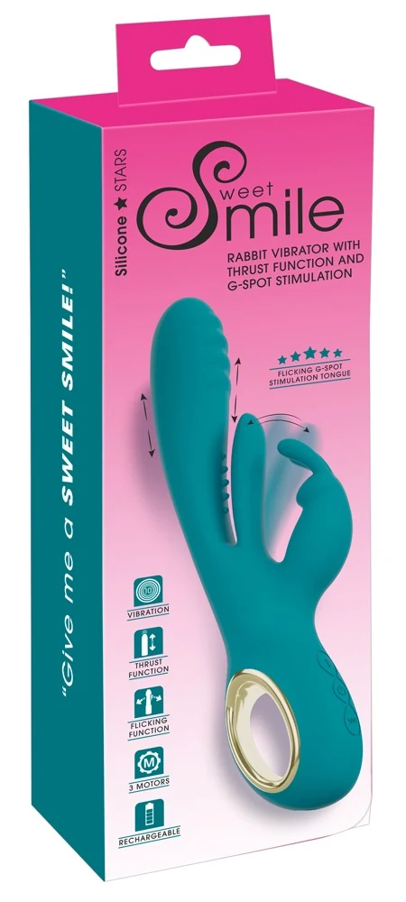 Sweet Smile Rabbit Vibrator with Thrust Function and G-Spot Stimulation 25 cm