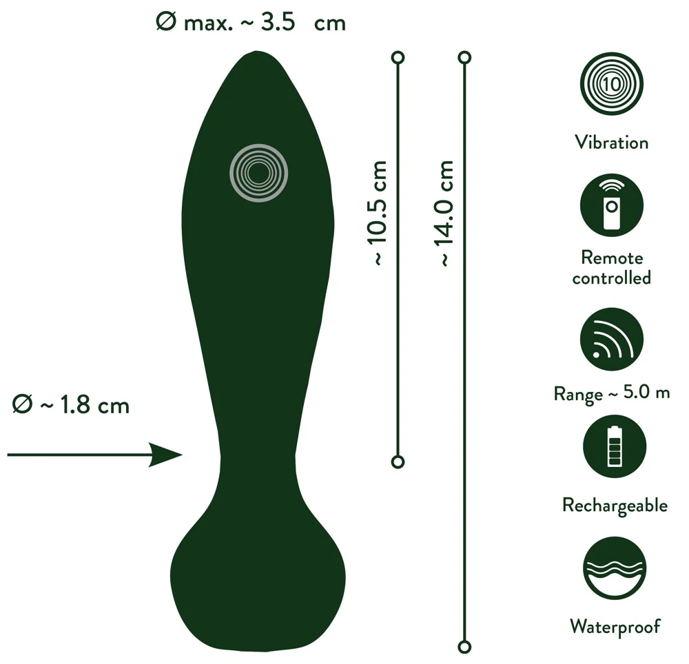 Emerald Love Luxurious RC Anal Plug 14 cm toy