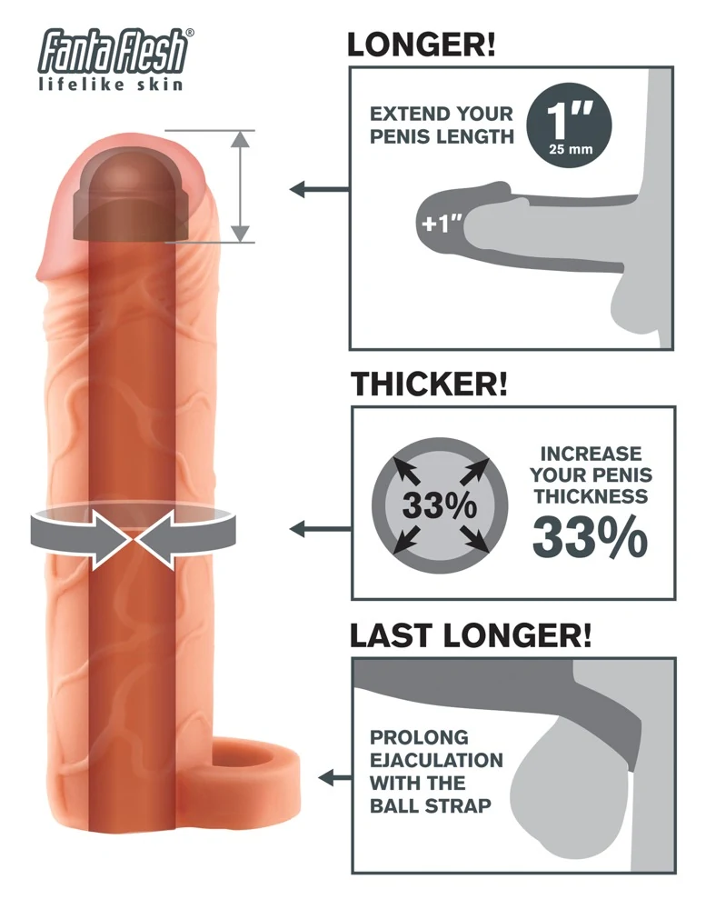 Fantasy X-tensions Perfect 1“ Extension with Ball Strap penishülle