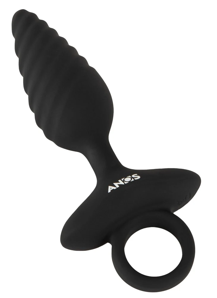 ANOS Flexible Butt Plug Twisted Design with Vibrations 14,8 cm anal toy