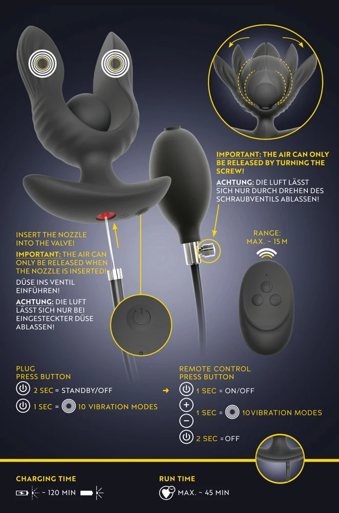 ANOS RC Inflatable Expander Plug with Vibration 10,9 cm anal toy