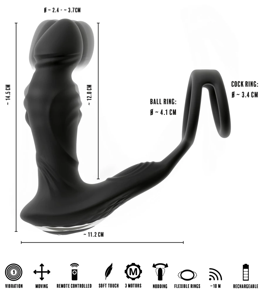 Rebel RC Vibrating Prostate Plug with Nodding Function 14,5 cm vibrator