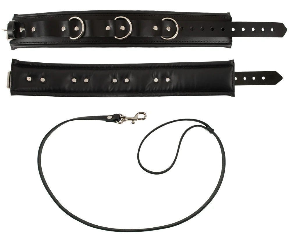 ZADO Halsfessel/Leine aus Leder bondage fesseln