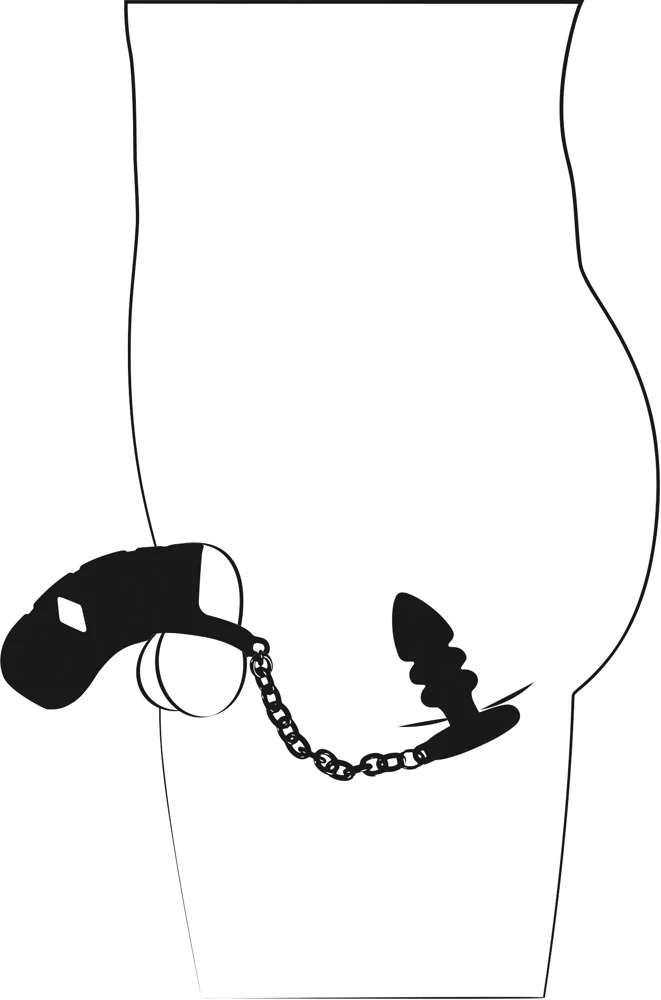 Black Velvets Cock cage with butt plug sonstiges
