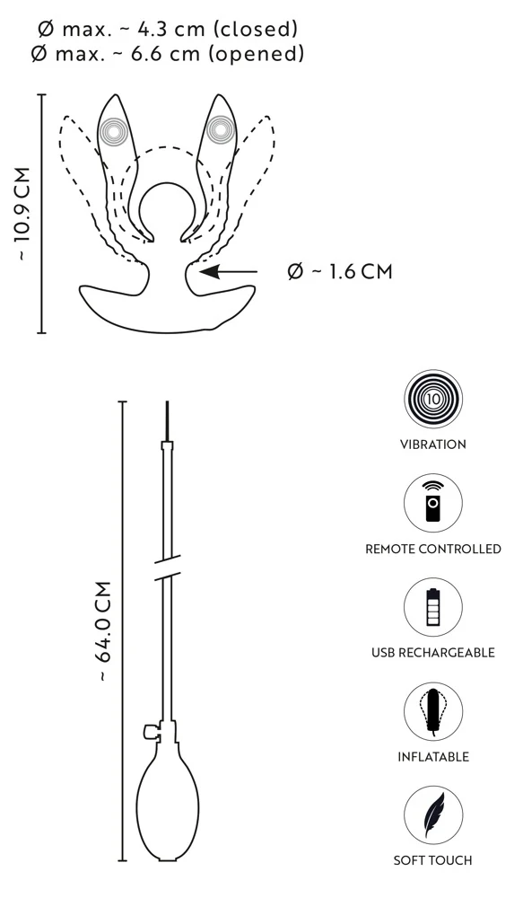 ANOS RC Inflatable Expander Plug with Vibration 10,9 cm anal toy
