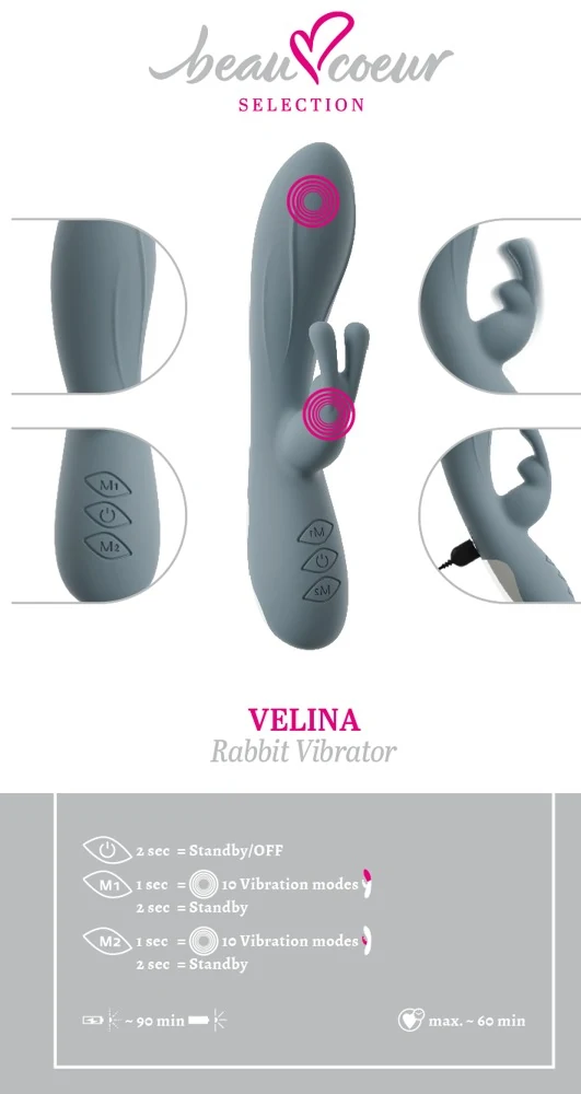 beau coeur VELINA Rabbit Vibrator 20 cm