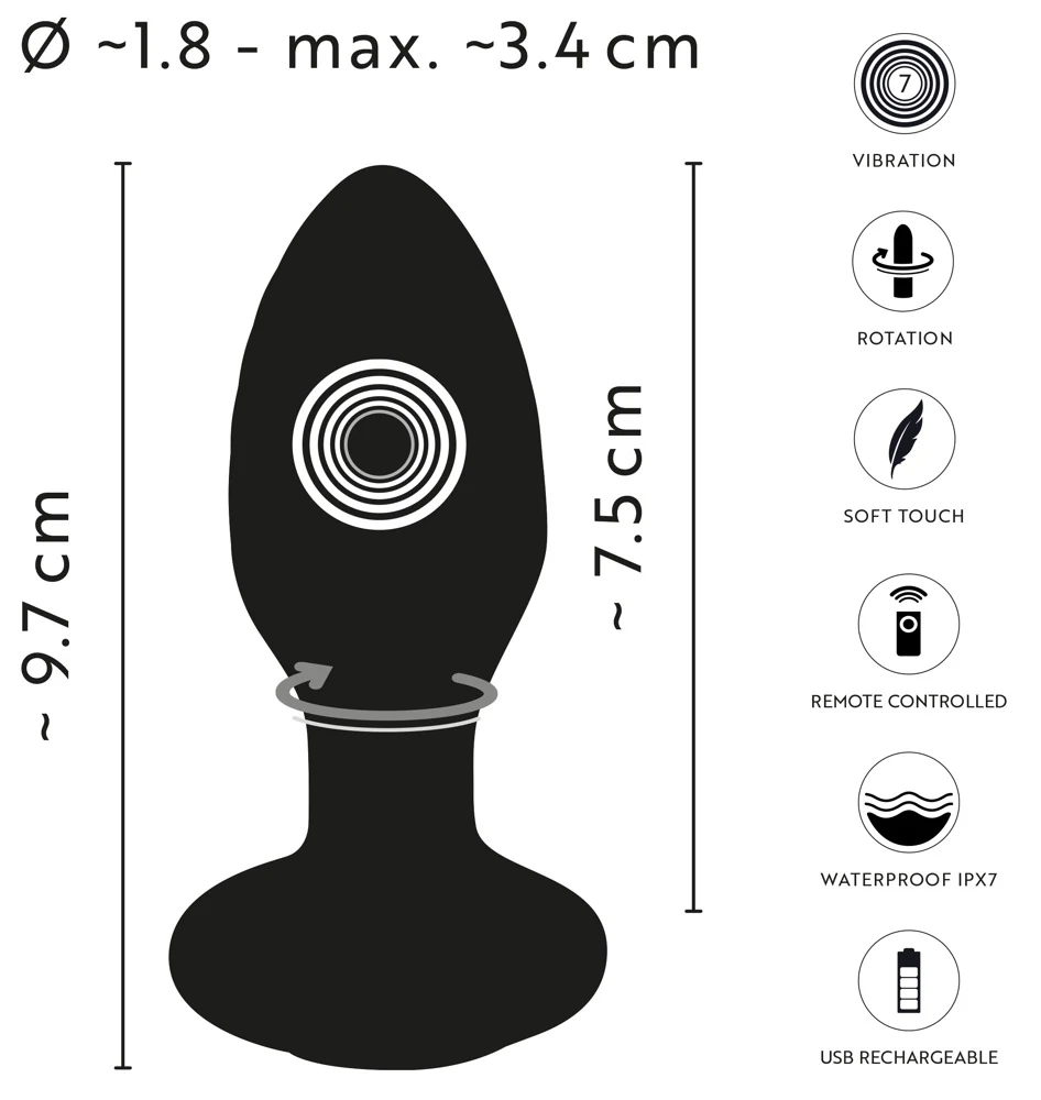 ANOS RC Rotating Butt Plug 9,7 cm anal toy