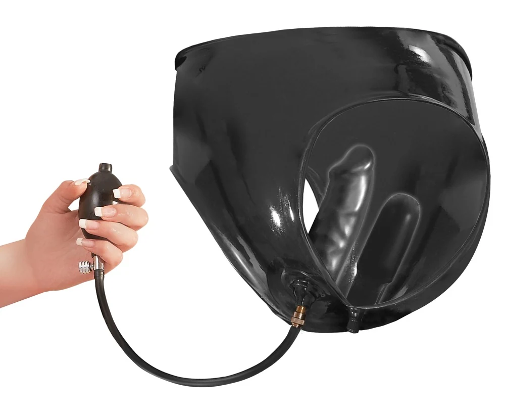 Late X Slip aus Latex mit Pumpdildo