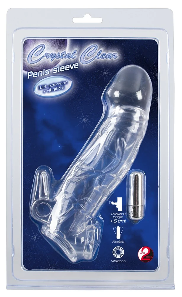 Crystal Penis sleeve w/ extension and vibration penishülle