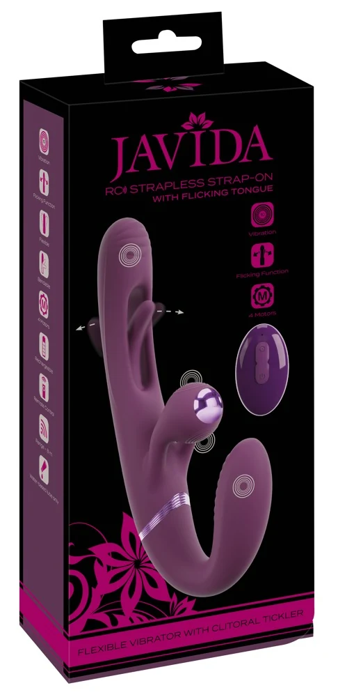 JAVIDA RC Strapless Strap-On With Flicking Tongue 23,5 cm vibrator