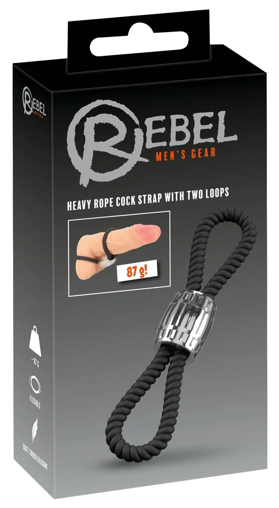 Rebel Heavy Rope Cock Strap with two Loops penisring