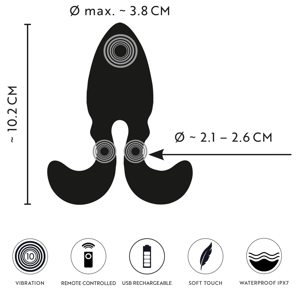 ANOS RC Vibrating Butt Plug with Flexible Arm 10,2 cm anal toy