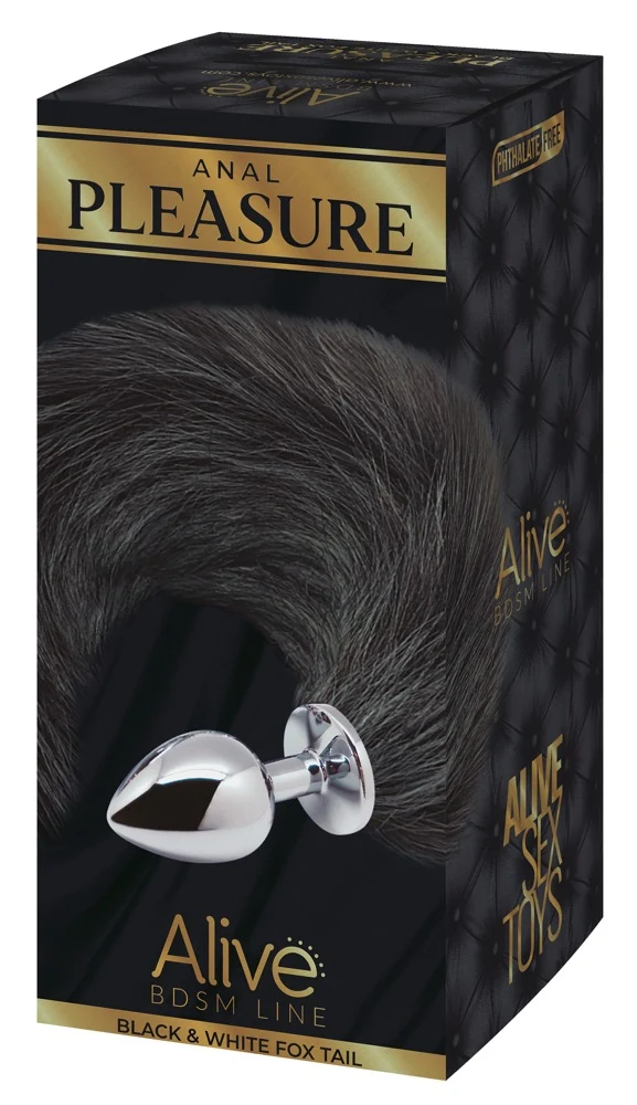 Alive Black White Fox Tail 7 cm anal toy