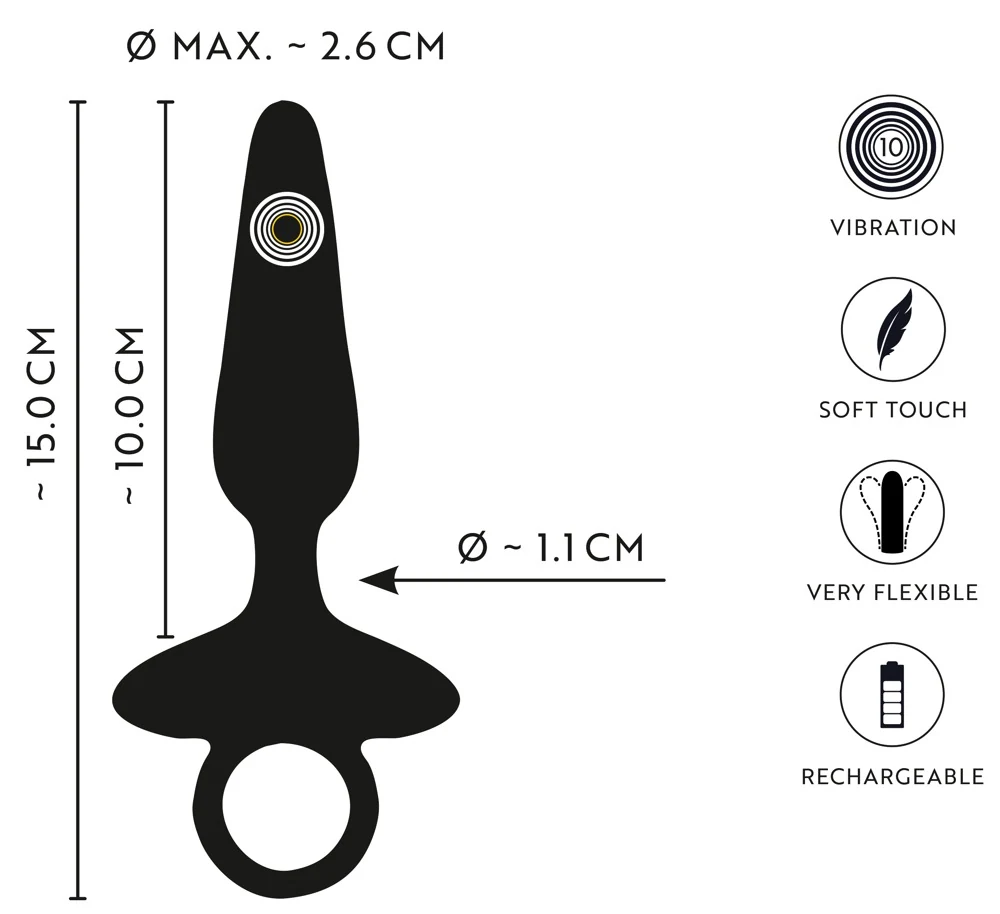 ANOS Flexible Butt Plug with Vibrations 15 cm anal toy